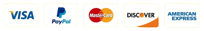 Visa, PayPal, MasterCard, Discover, American Express